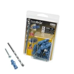 Cobra TripleGrip Universal Wall Plug & Screws 5mm Blue Pack Of 10