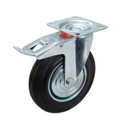 Fixman Heavy Duty Braked Rubber Castor Wheel 200mm 200kg