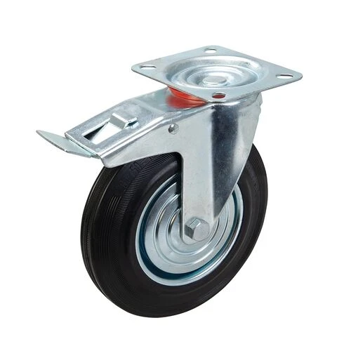 Fixman Heavy Duty Braked Rubber Castor Wheel 200mm 200kg 1 Fixman Heavy Duty Braked Rubber Castor Wheel 200mm 200kg