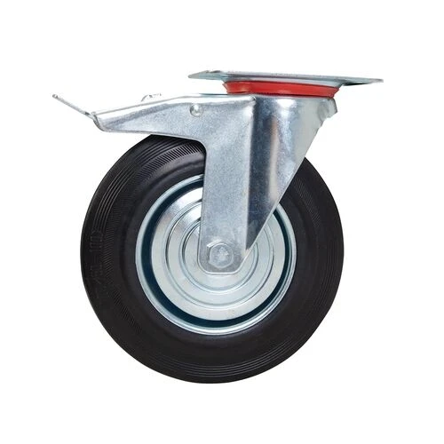 Fixman Heavy Duty Braked Rubber Castor Wheel 200mm 200kg 2 Fixman Heavy Duty Braked Rubber Castor Wheel 200mm 200kg - Image 2