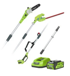 Greenworks G40PSH Cordless 40v Pole Saw & Long Reach Hedge Trimmer With Battery