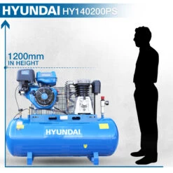 Hyundai HY140200PES Petrol Air Compressor 29cfm Belt Drive 200-Litre With Cast Cylinder -Tools Shop HY140200PS 02 1