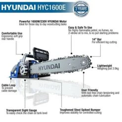 Hyundai HYC1600E Electric 1600w Chainsaw 35cm/14in 240v -Tools Shop HYC1600E 04