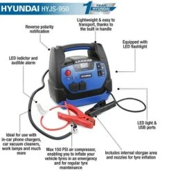 Hyundai HYJS-950 Battery Jump Starter With Air Compressor 9 Hyundai HYJS-950 Battery Jump Starter With Air Compressor -Tools Shop HYJS 950 04