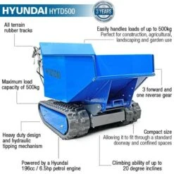 Hyundai HYTD500 Petrol Mini Transporter 500kg Tracked Carrier -Tools Shop HYTD500 04