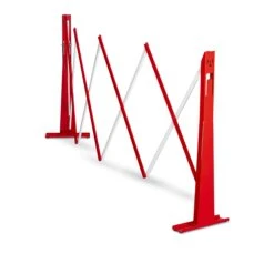 Armorgard Barricade Expandable Concertina Safety Barrier Red & White 2545x300x830mm -Tools Shop bar1 front left curved