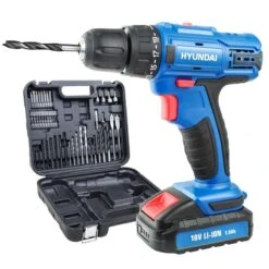 Hyundai HY2175 Cordless 18v Combi Drill With 54-Piece Accessory Set & 1.5Ah Li-Ion Batt