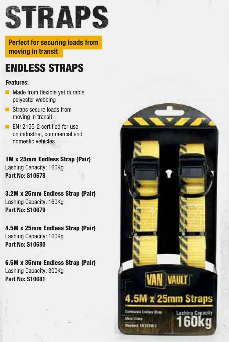 Van Vault CAMBUCKLE ENDLESS STRAPS Lashing / Tie Down For Securing Loads (Various Sizes) 3 Van Vault CAMBUCKLE ENDLESS STRAPS Lashing / Tie Down For Securing Loads (Various Sizes) - Image 3